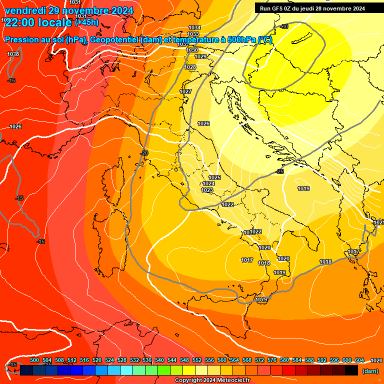 Modele GFS - Carte prvisions 