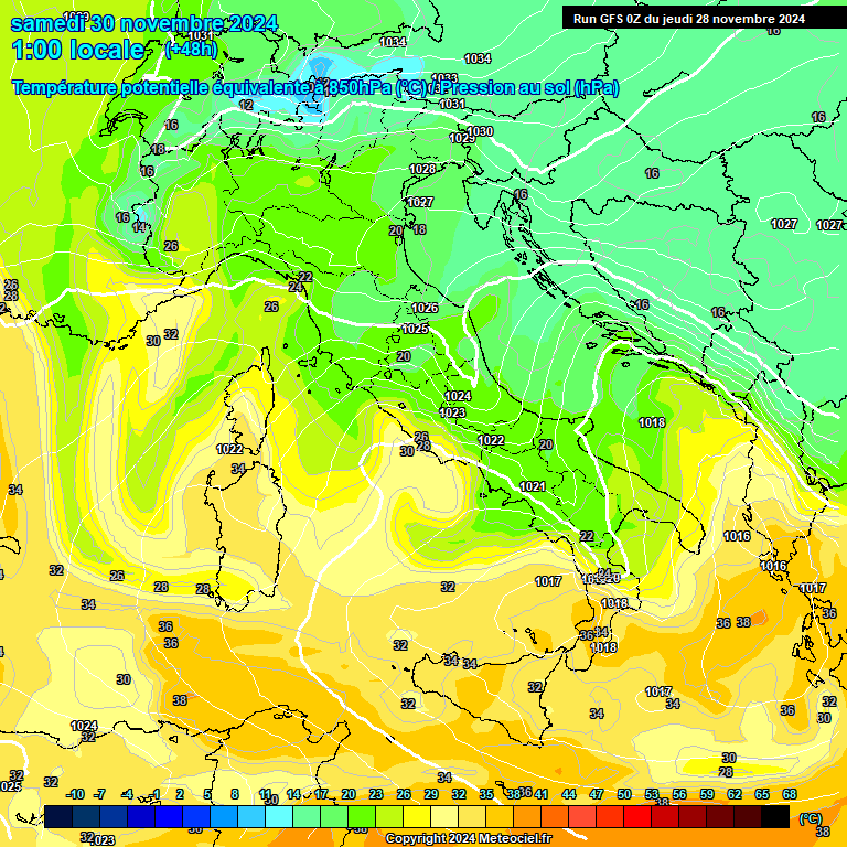 Modele GFS - Carte prvisions 