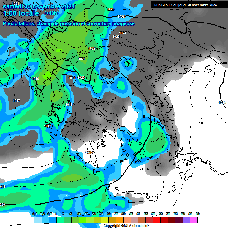 Modele GFS - Carte prvisions 