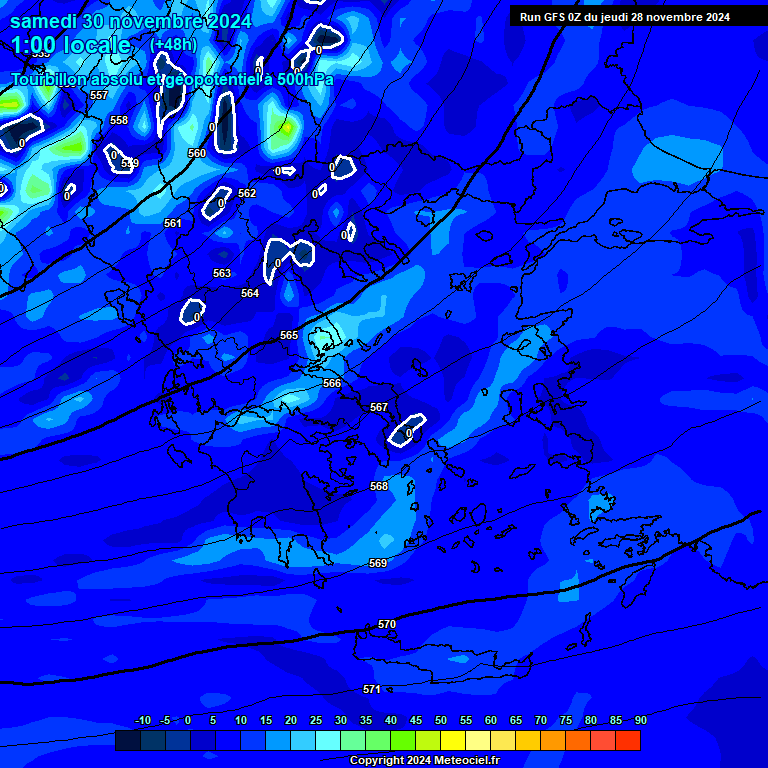 Modele GFS - Carte prvisions 