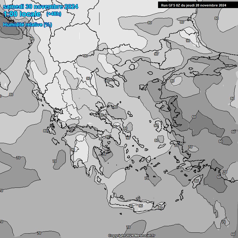 Modele GFS - Carte prvisions 