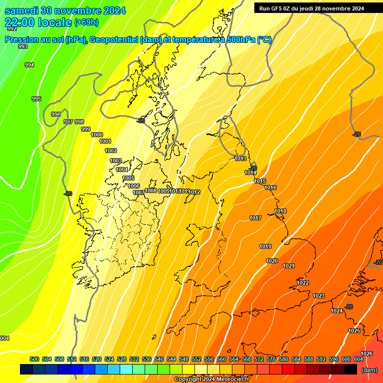 Modele GFS - Carte prvisions 