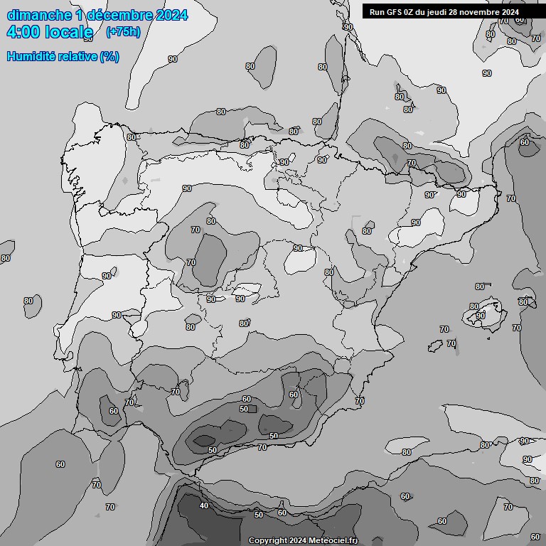 Modele GFS - Carte prvisions 