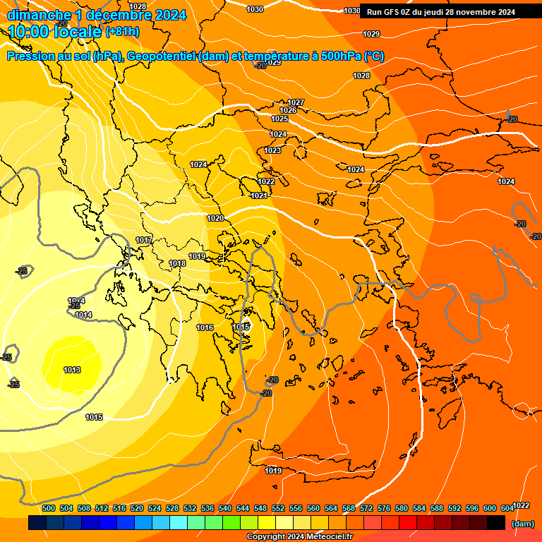 Modele GFS - Carte prvisions 