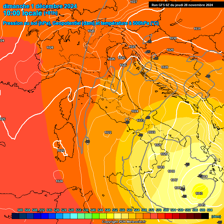 Modele GFS - Carte prvisions 