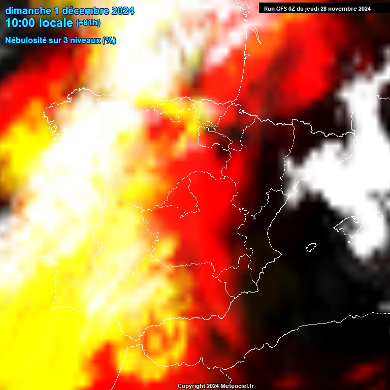 Modele GFS - Carte prvisions 