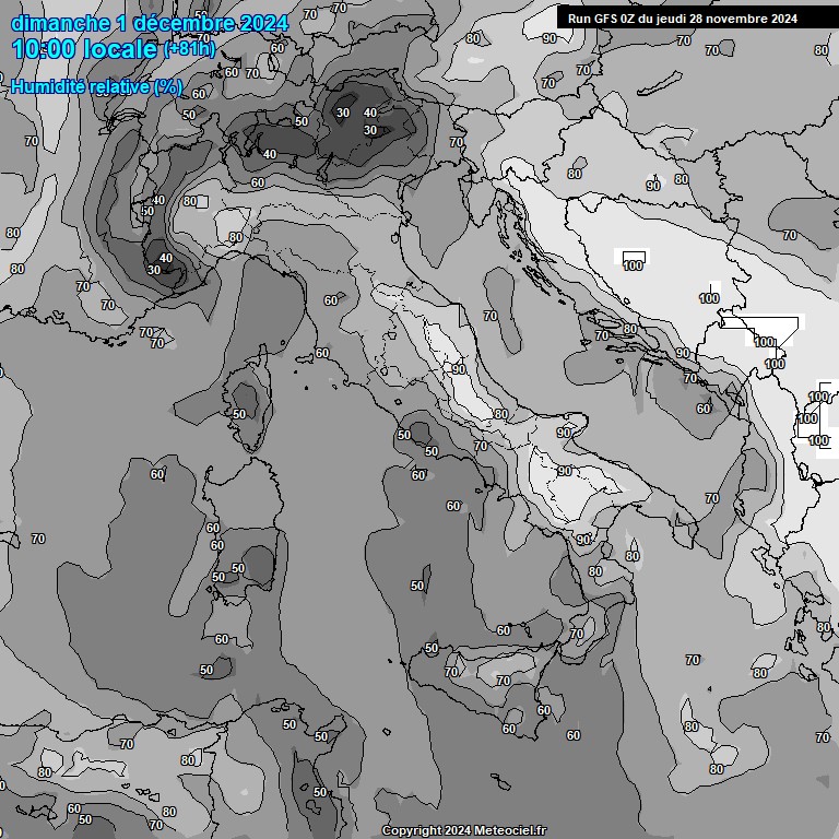 Modele GFS - Carte prvisions 