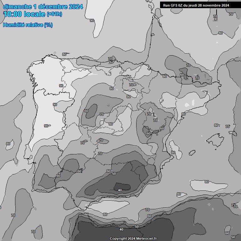 Modele GFS - Carte prvisions 