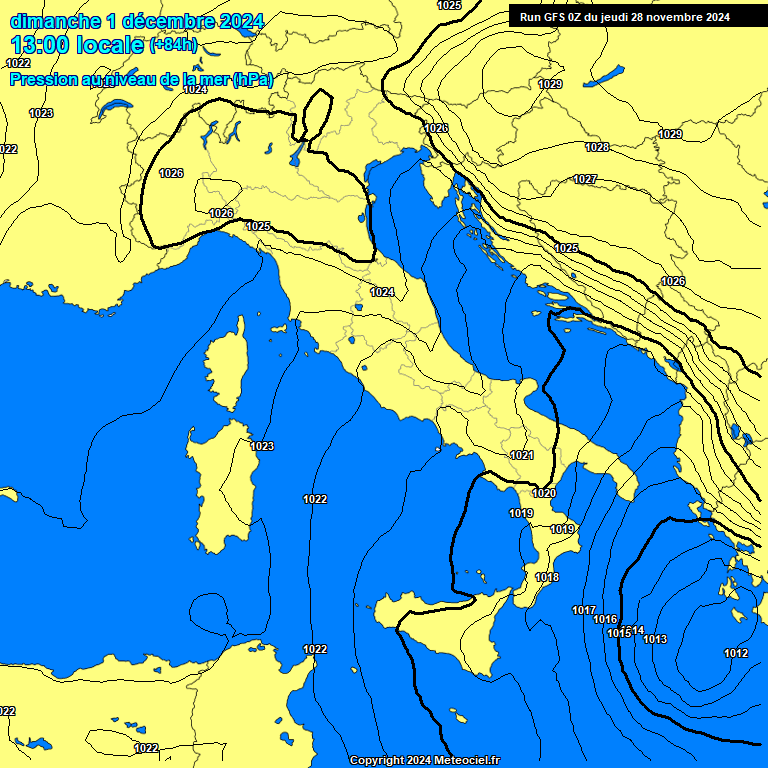 Modele GFS - Carte prvisions 