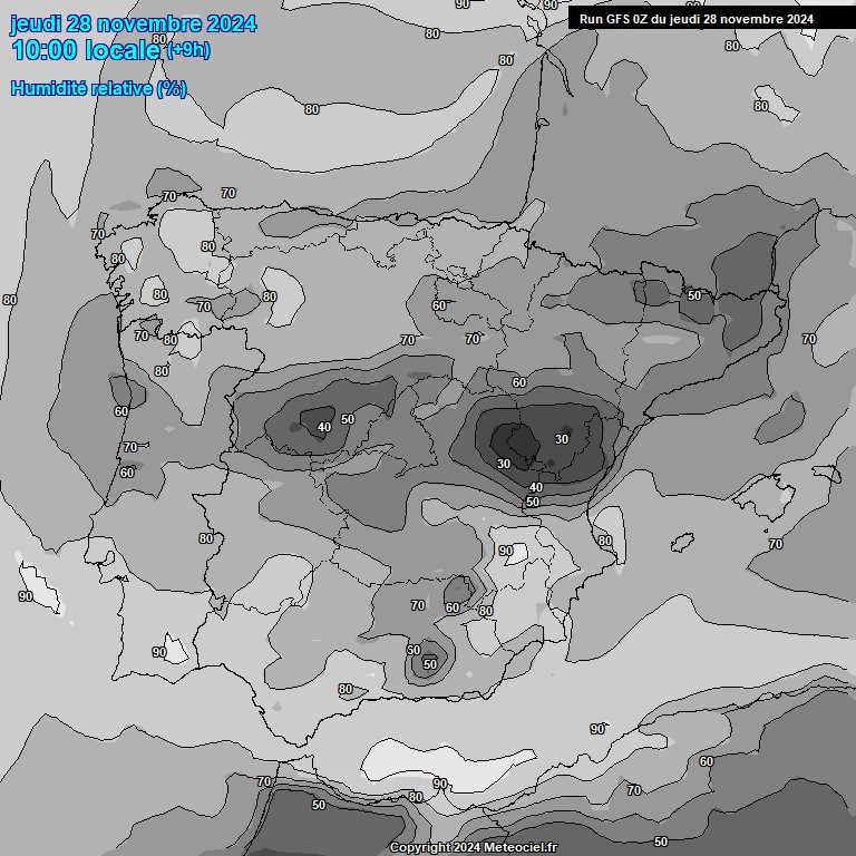 Modele GFS - Carte prvisions 