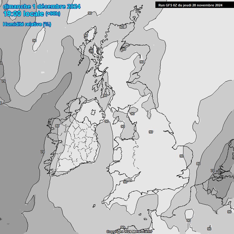 Modele GFS - Carte prvisions 