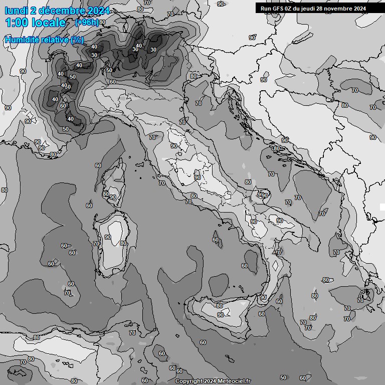 Modele GFS - Carte prvisions 