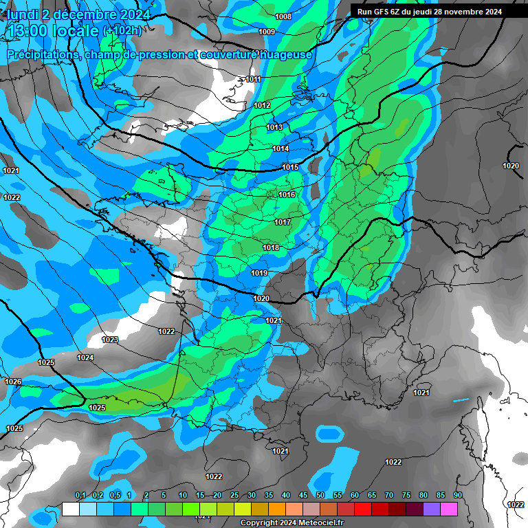 Modele GFS - Carte prvisions 