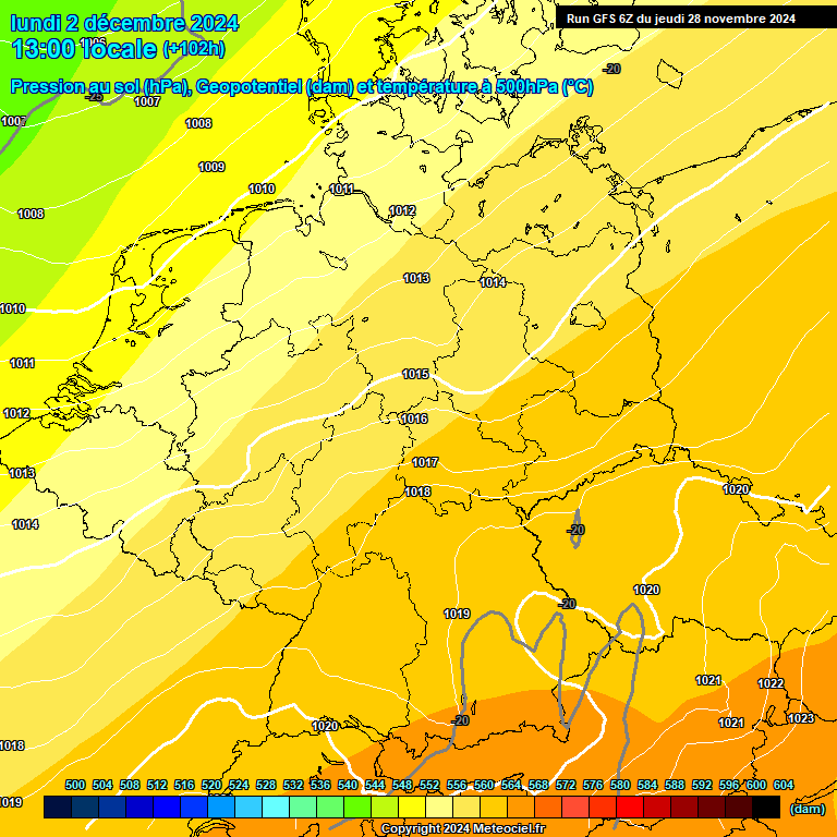 Modele GFS - Carte prvisions 