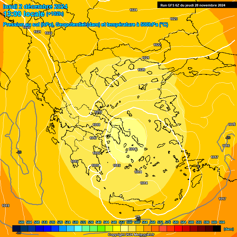 Modele GFS - Carte prvisions 