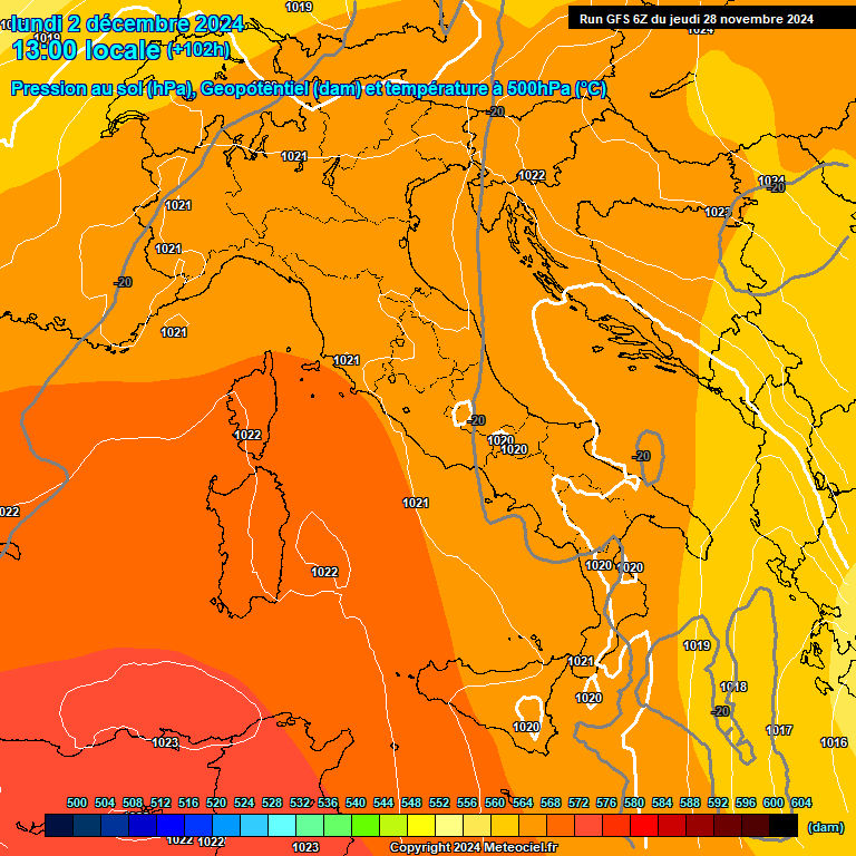 Modele GFS - Carte prvisions 