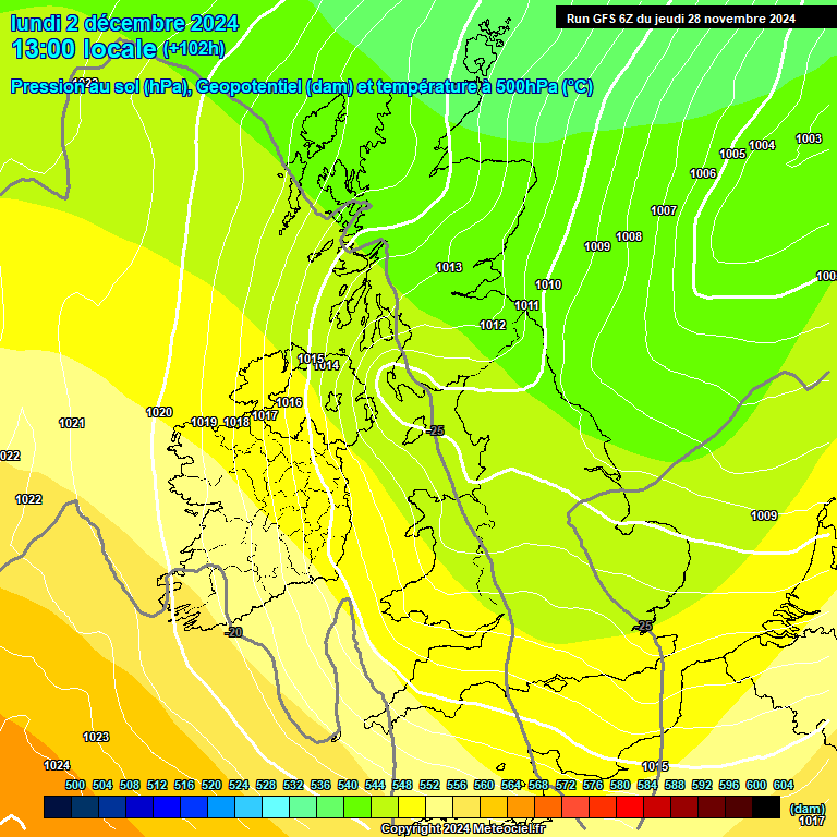 Modele GFS - Carte prvisions 