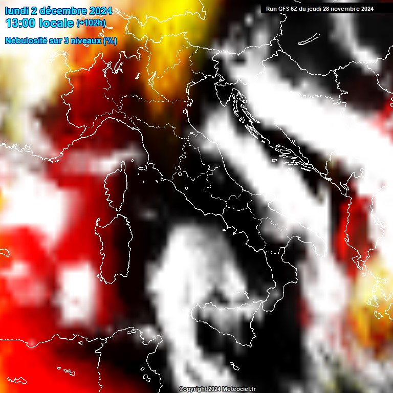 Modele GFS - Carte prvisions 