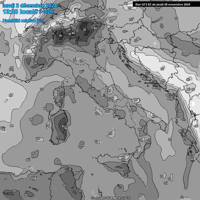 Modele GFS - Carte prvisions 