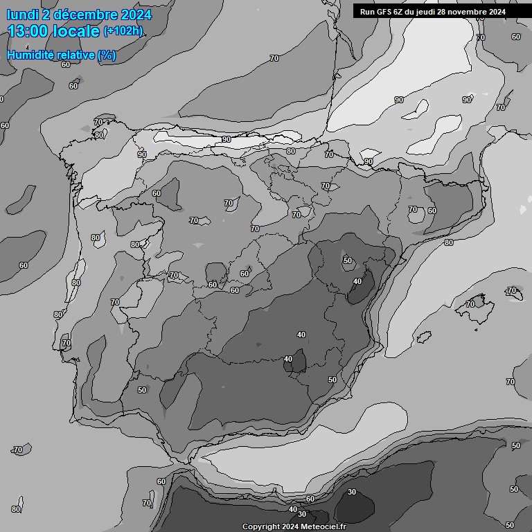 Modele GFS - Carte prvisions 