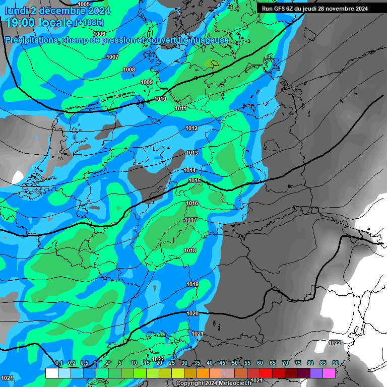 Modele GFS - Carte prvisions 