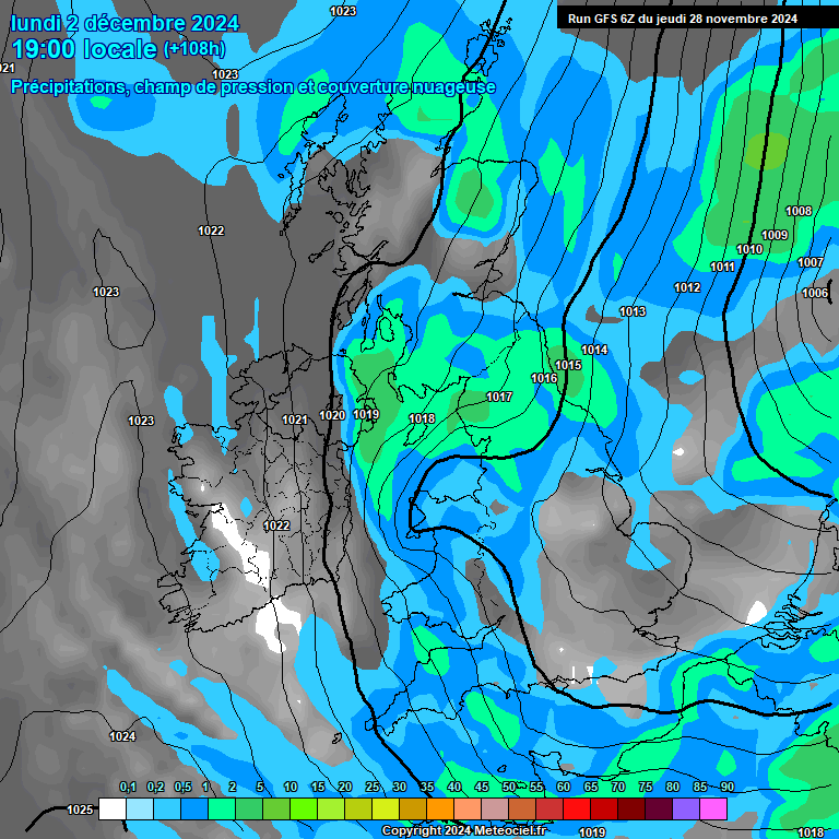 Modele GFS - Carte prvisions 