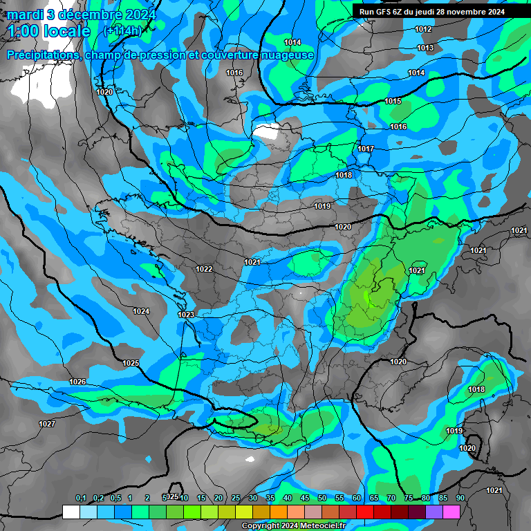 Modele GFS - Carte prvisions 