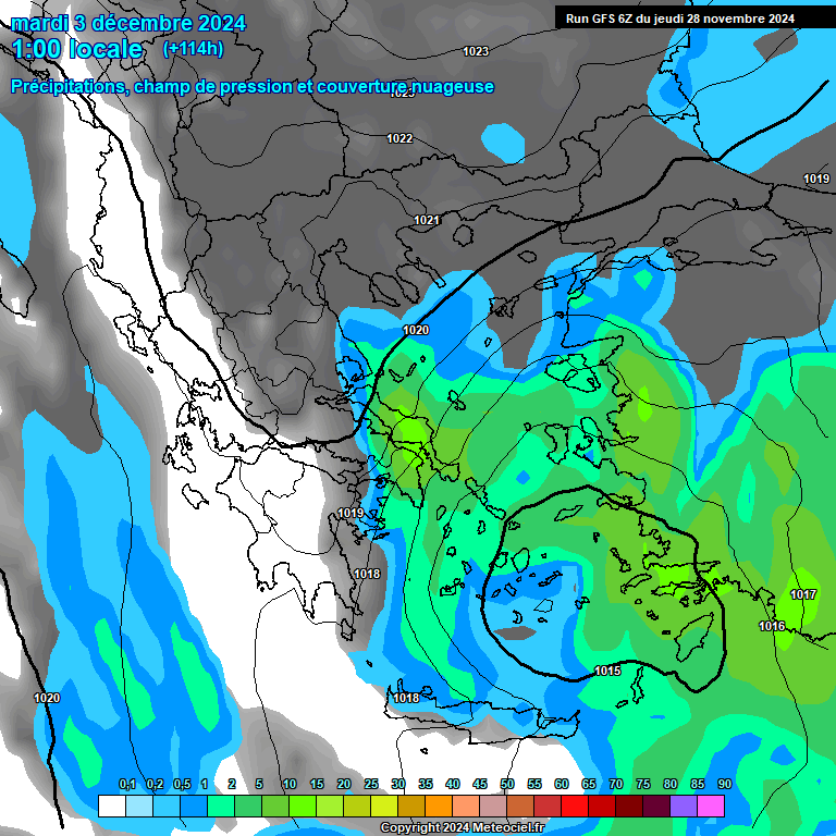 Modele GFS - Carte prvisions 