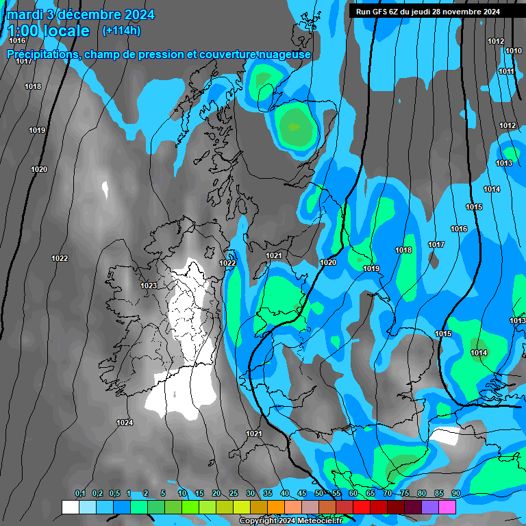 Modele GFS - Carte prvisions 