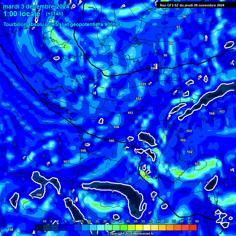 Modele GFS - Carte prvisions 