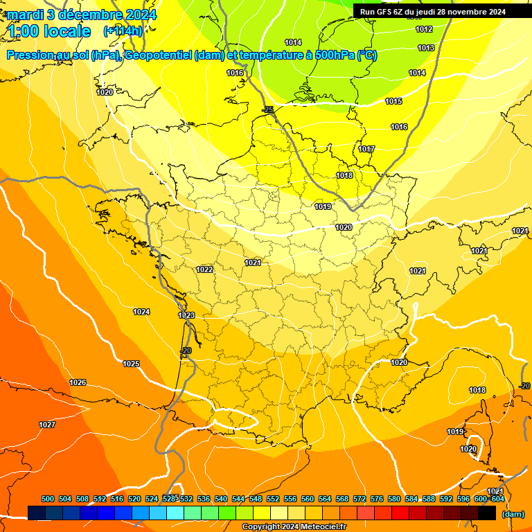 Modele GFS - Carte prvisions 