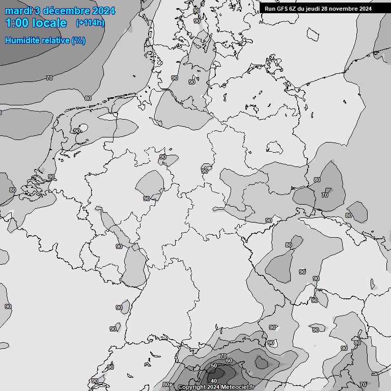 Modele GFS - Carte prvisions 