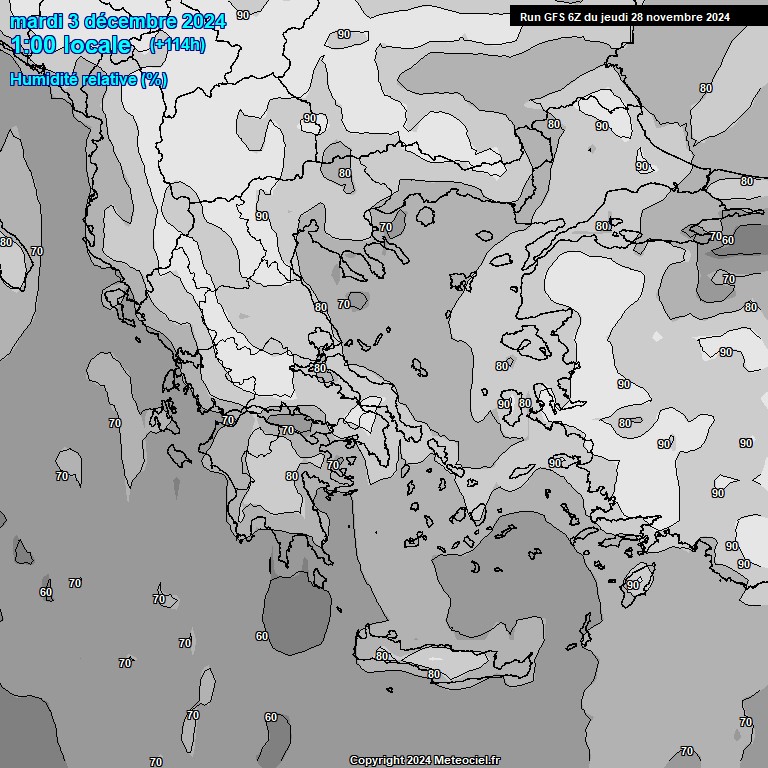 Modele GFS - Carte prvisions 