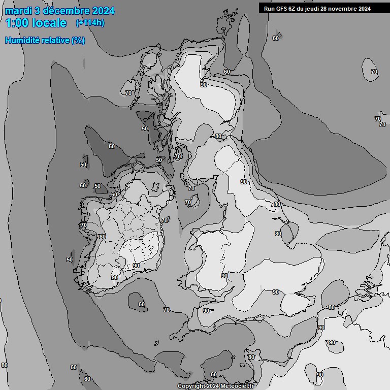 Modele GFS - Carte prvisions 