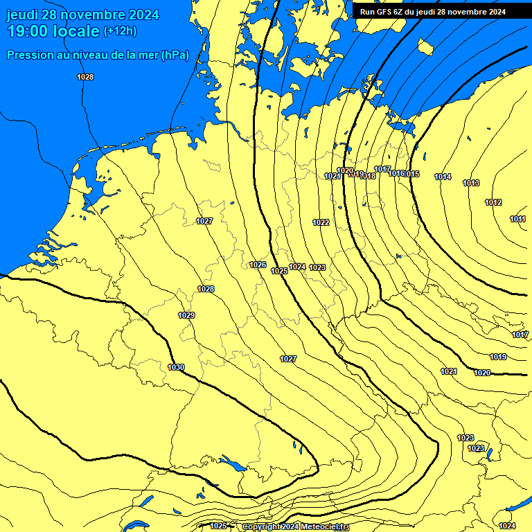 Modele GFS - Carte prvisions 