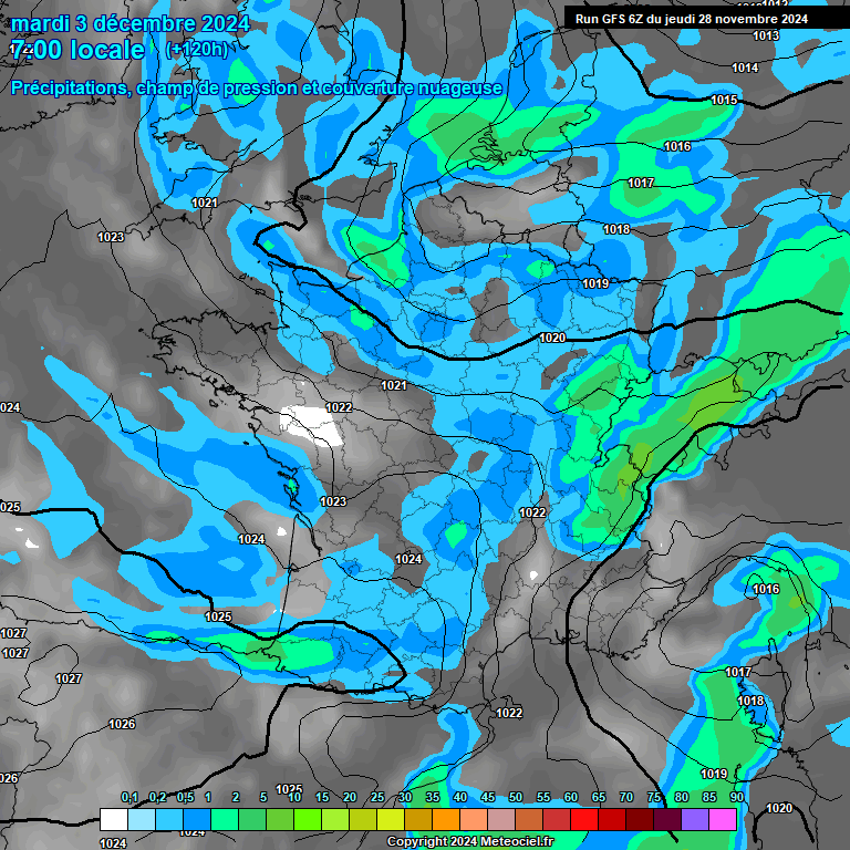 Modele GFS - Carte prvisions 