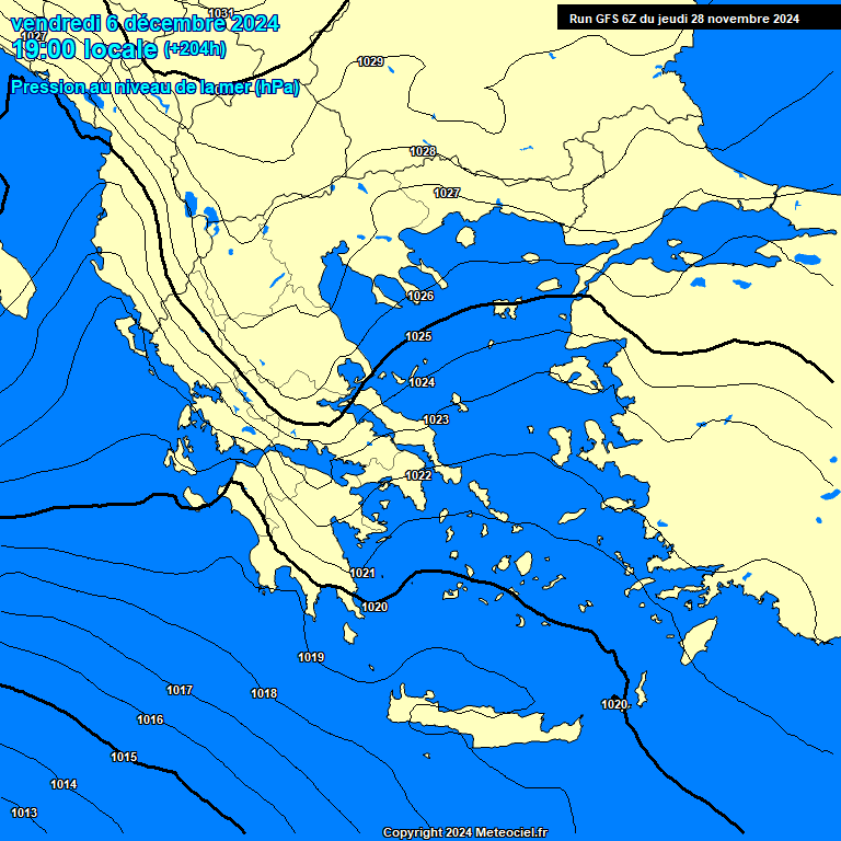 Modele GFS - Carte prvisions 