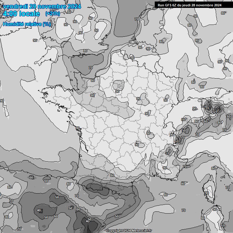 Modele GFS - Carte prvisions 