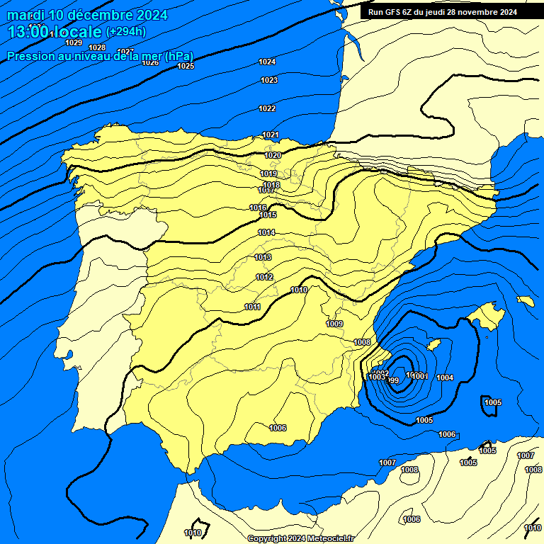 Modele GFS - Carte prvisions 