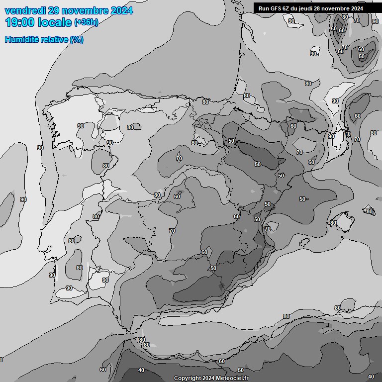 Modele GFS - Carte prvisions 