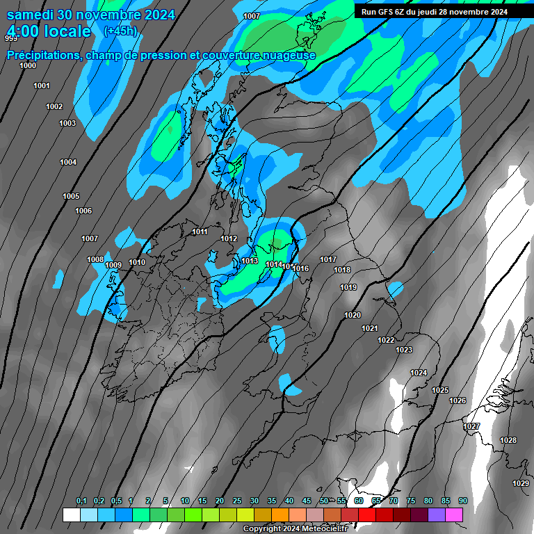 Modele GFS - Carte prvisions 