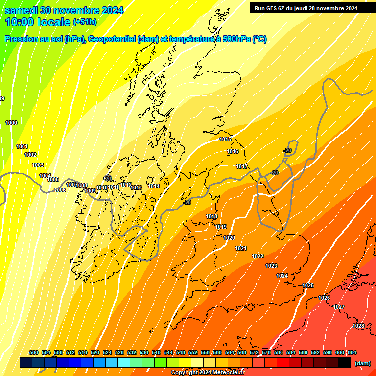 Modele GFS - Carte prvisions 