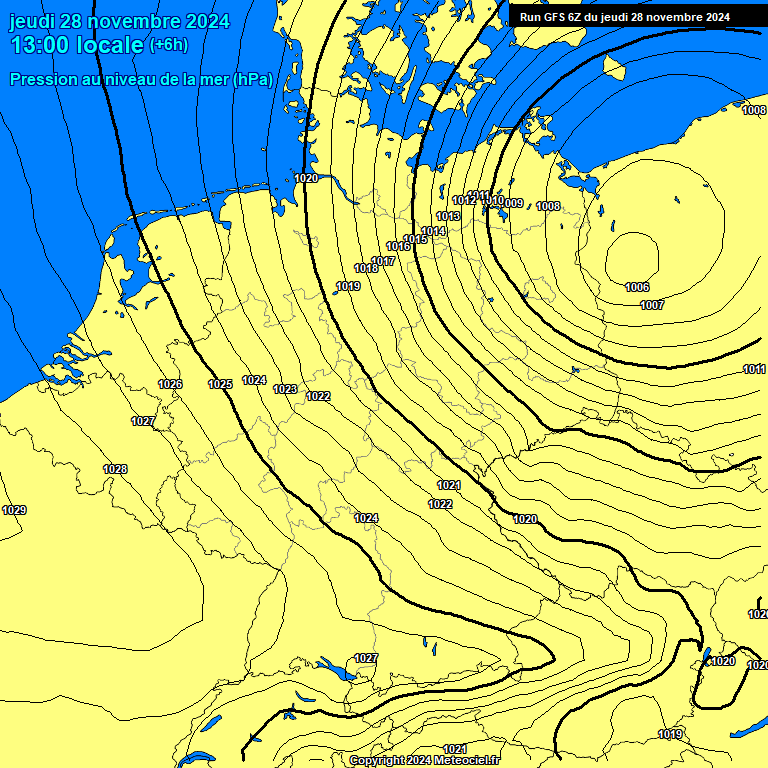 Modele GFS - Carte prvisions 