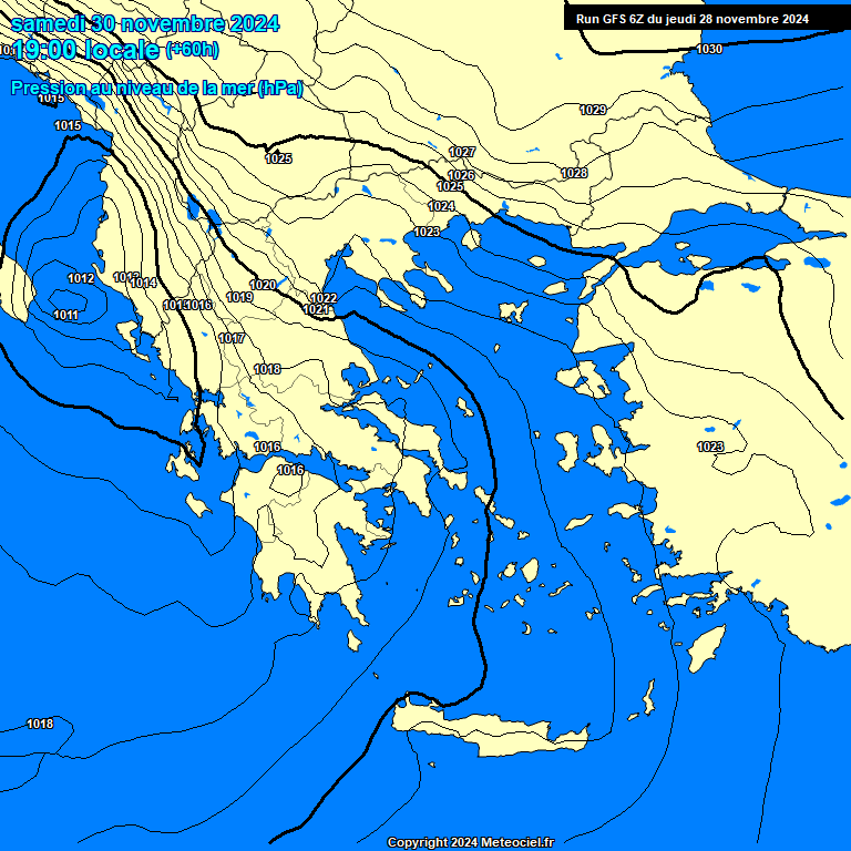 Modele GFS - Carte prvisions 