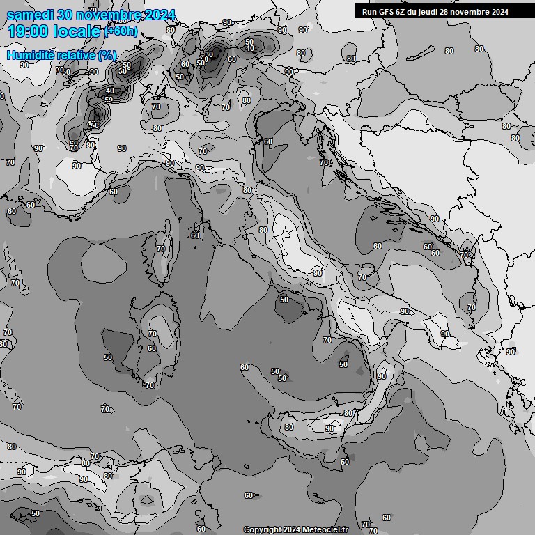 Modele GFS - Carte prvisions 