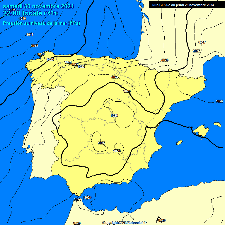 Modele GFS - Carte prvisions 