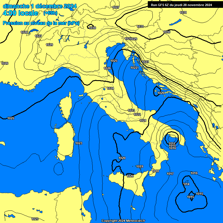 Modele GFS - Carte prvisions 