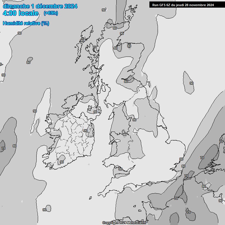 Modele GFS - Carte prvisions 