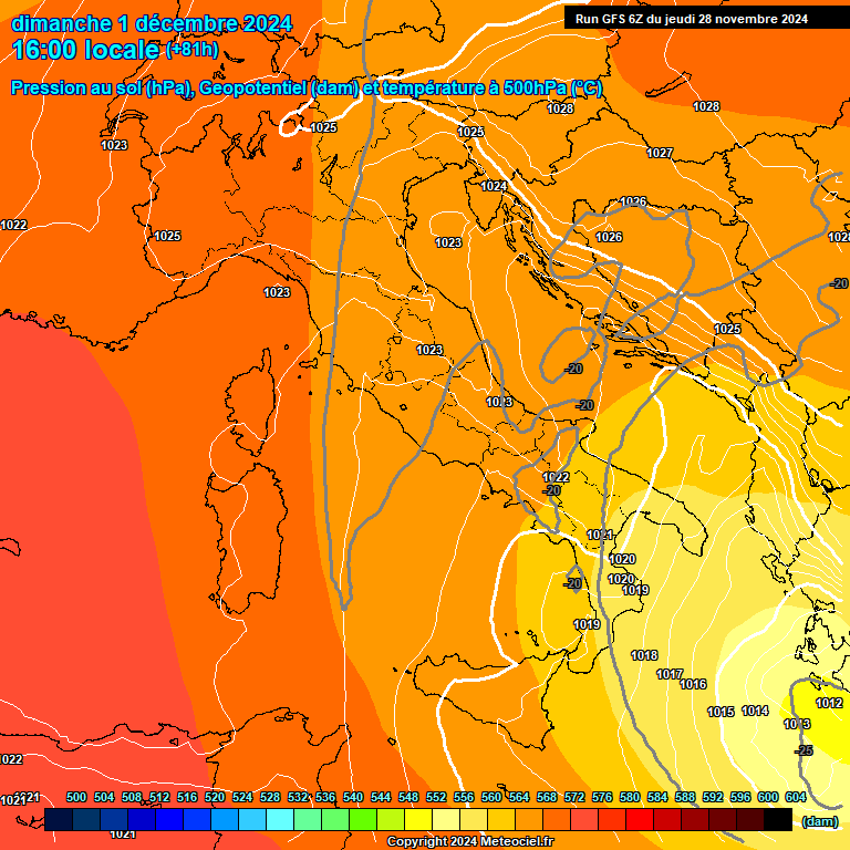 Modele GFS - Carte prvisions 