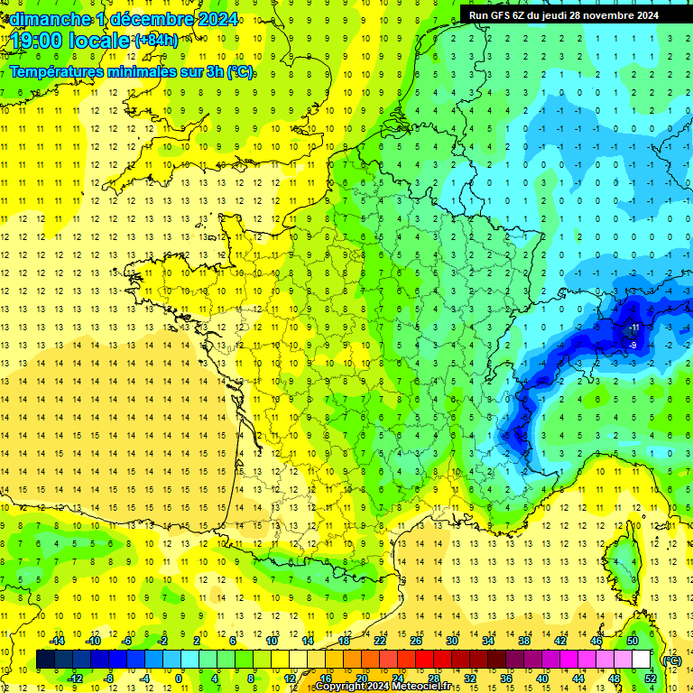 Modele GFS - Carte prvisions 